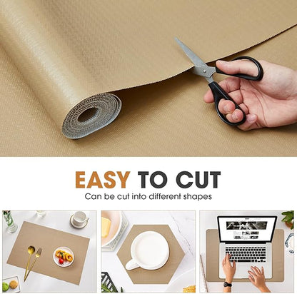 Drawer and Shelf Liner, Non-Slip Kitchen Cabinet Liners Non-Adhesive Thick Strong Grip Waterproof Washable Mats Protect Dresser Shelves Cupboard Bathroom Cabinets, Beige, 18 in X 30 FT