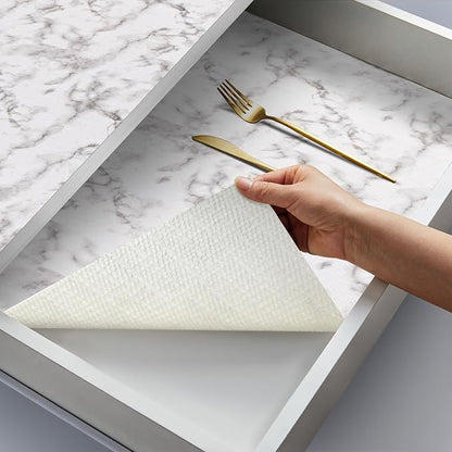 Coavas Shelf and Drawer Liner, Non Slip Extra Grip Non Adhesive Waterproof Thickened Cabinet Mat, Easy Cut for Kitchen Pantry Bathroom Dresser Cupboard (Marble, 24IN x 10FT)