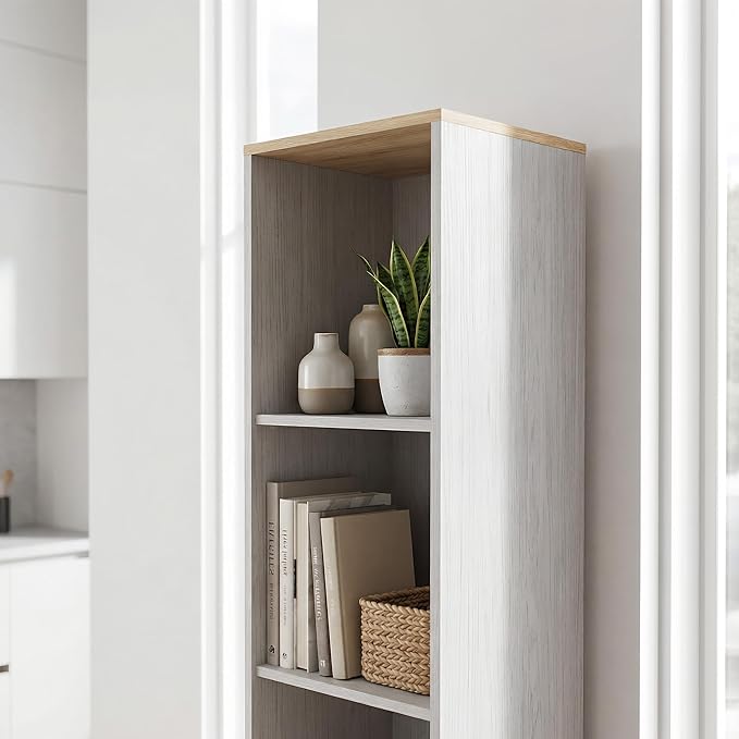 Casaphoria Space-Saving 72" Tall Narrow Bathroom Storage Cabinet, 6-Tier Slim Storage Cabinet with Adjustable Shelves, Anti-Tip Freestanding Display Shelf for Small Spaces, Apartments,White