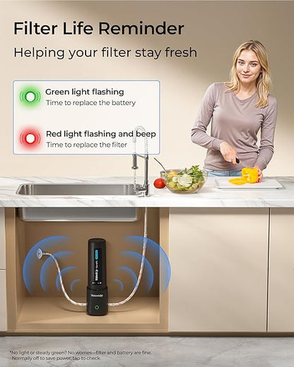 Waterdrop UL12A Under Sink Water Filter, Upgraded for 10UA, No Drill Required for Renters, Time Reminder, Easy Installation, Reduces Chlorine, Bad Taste & Odor, NSF/ANSI 42 Certified (Filter: FUL12)
