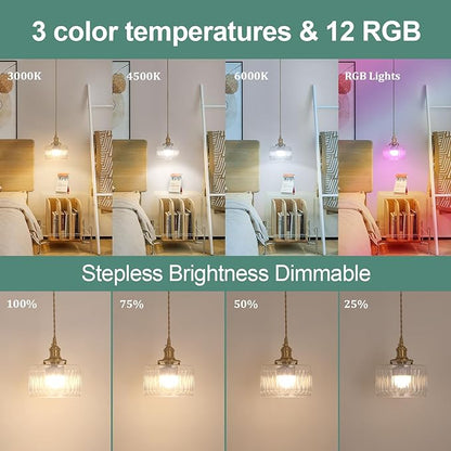 Shenmoyl Battery Operated Pendant Light 5000mAh Rechargeable Chandelier with Remote Control Wireless Adjustable Hanging Clear Striped Light for Kitchen Island Dining Room Hallway, 2 Pack