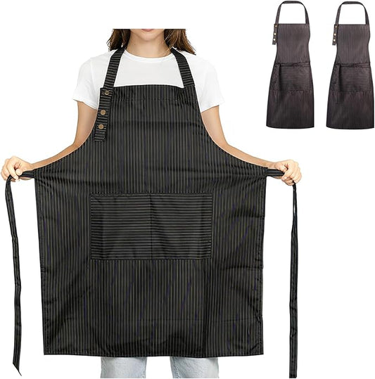 Adjustable Bib Apron Waterdrop Resistant with 2 Pockets Cooking Kitchen Aprons for Women Men Chef
