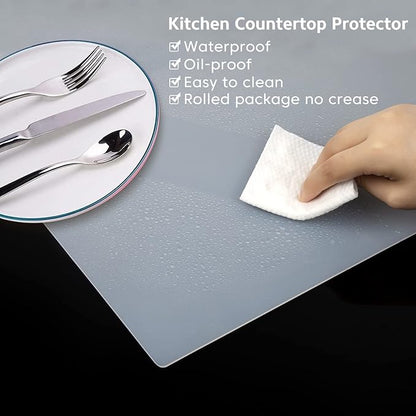 Extra Large Silicone Mat,Silicone Mats for Kitchen Counter Island Dinner Table Countertop Protector Heat Resistant Mat (120” x 48”, Translucent)