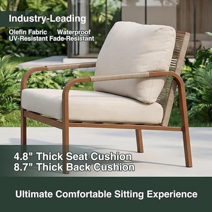 Aluminum Patio Sofa Set, 4-Piece Outdoor Furniture with Coffee Table and Cushions, Garden and Balcony Conversation Set, Beige