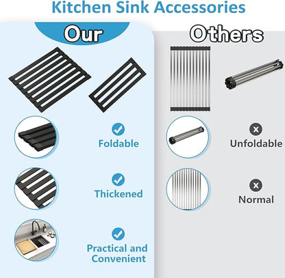 LQS 23 Inch Black Undermount Kitchen Sink, Black Kitchen Sink 23" x 18", 10" Deep Single Bowl Sinks, 16 Gauage Stainless Steel Material, Workstation Ledge With Abundant Accessories