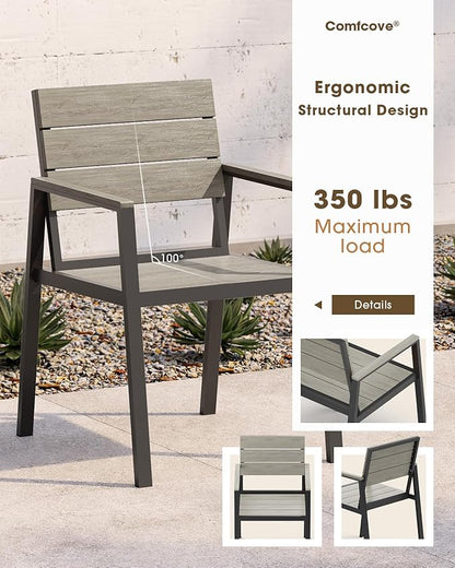 Outdoor Dining Table, Aluminum Patio HDPS Outdooor Table with Umbrella Hole, All Weather Patio Furniture Set, Patio Dining Table ((Classic Gray)