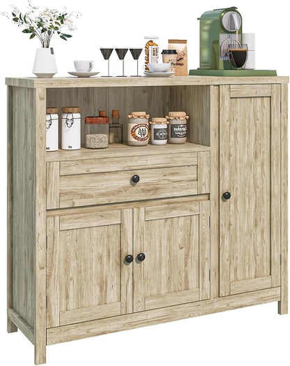 Viaozutis Storage Cabinet with Doors and Drawers,Kitchen Storage Cabinets，with Drawer and Adjustable Shelf（Grey）