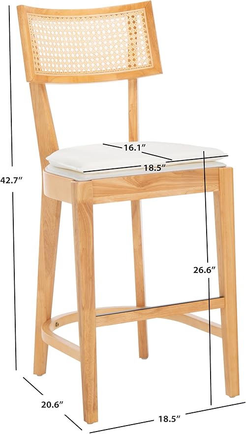 SAFAVIEH Home Collection Galway Natural 27-inch Seat Height Counter Stool for Kitchen Island Breakfast Nook