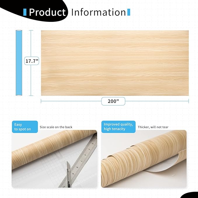 Art3d Self-Adhesive Contact Paper Countertops (200"x17.7", Glossy Beech 1)