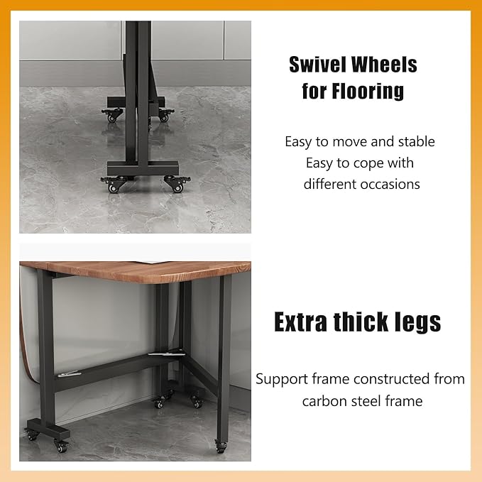Multifunction Table Drop Leaf Dining Table, Folding Dinning Table With 6 Wheels, Dining Table For Kitchen, Living Room, Drop Leaf Table For Small Space Saving, Solid Wooden Foldable Kitchen Table(Blac