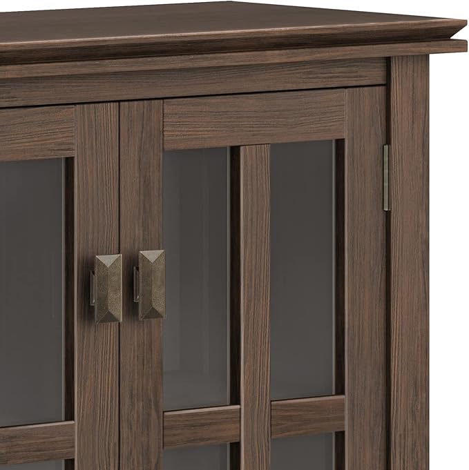SIMPLIHOME Artisan SOLID WOOD 30 Inch Wide Contemporary Low Storage Cabinet in Farmhouse Brown, For the Living Room, Entryway and Family Room