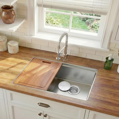 Undermount Kitchen Sink 23 inch,16 gauge Stainless Steel Workstation Sink,Deep and Large Single Bowl Kitchen Sinks Offset Drain (23" X 18")