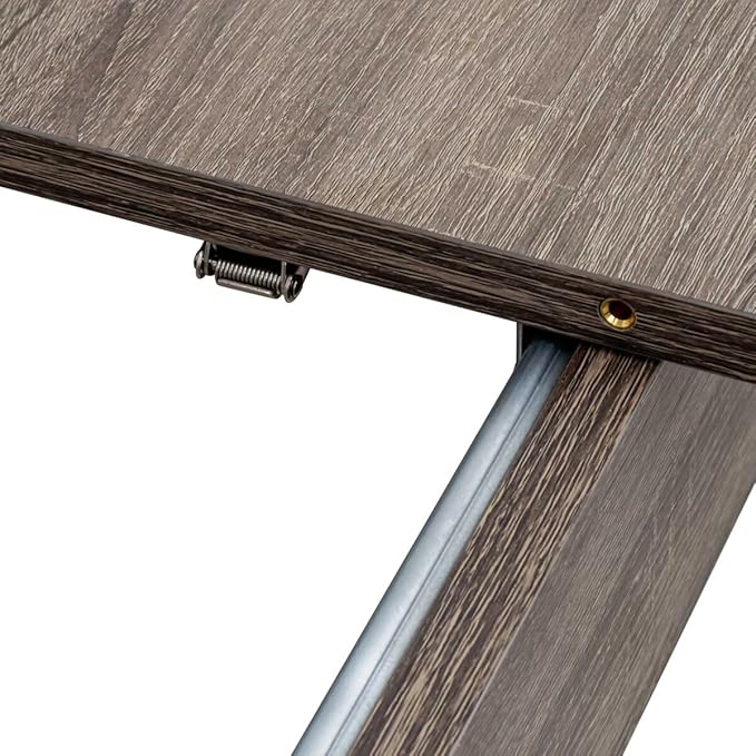 106.3" Wood Expandable Dining Table for 8-12 Person, Modern Extendable Dining Room Table Large Rectangle Dining Table with Leaf Extension Pedestal Dining, Dark Oak