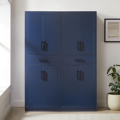 Crosley Furniture Isla 2-Piece Modern Kitchen Storage Pantry Cabinet Set with Shelves, Dining, Laundry Room, Navy