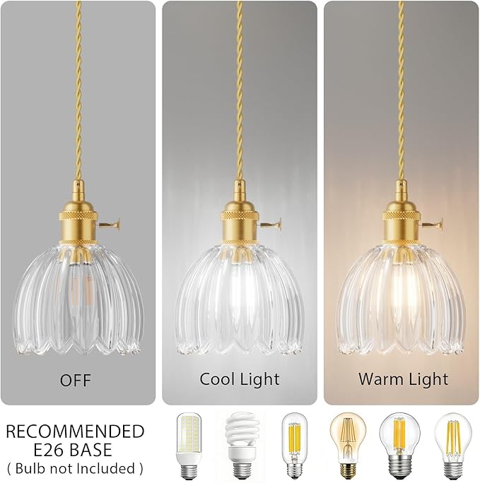 Ralbay Vintage Pendant Light,Hanging Light Fixture with Clear Glass Lampshade,Adjustable Mini Pendant Light for Kitchen Island Dining Room Hallway,3Packs