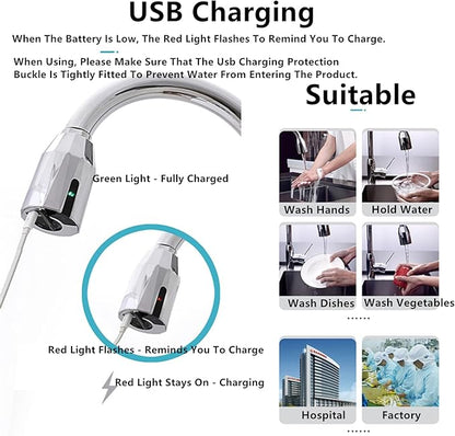 Smart Touchless Faucet Adapter, 2024 New Updated Automatic Sensor Faucet Adapter, Touchless Bathroom Faucet, Sensor Water Saving Faucet Adapter with Revolutional Bubbler, Splash Prevention (2SETS)