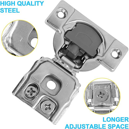 1 Inch Overlay Soft Close Cabinet Hinges, 6 Pack Slow Soft Close Hinges for Kitchen Cabinets Satin Nickel Hidden Self Closing Kitchen Cabinet Hinges for Cupboard