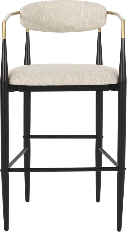 Modern Dining Chairs Set of 2, Fabric Upholstered Dining Room Chairs Stylish Kitchen Chairs,2 Counter Height Bar Stools with Backs, Kitchen Island Seating with Iron Legs, 260lbs Capacity,Beige