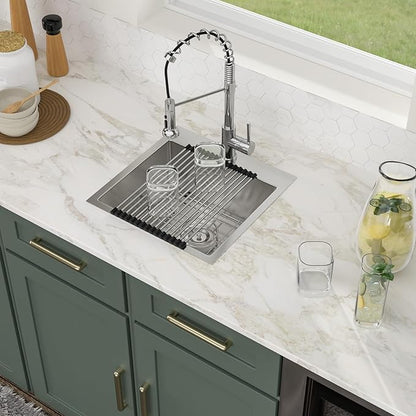 Logmey 18x18 Square Drop in Bar Sink,16 Gauge Stainless Steel Handmade Small Kitchen Sink Single Bowl,RV & Outdoor Compact Bar Prep Sink for Camper,Patio & Small Kitchen 18x18x9
