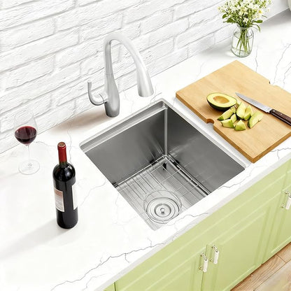 Undermount Bar Sink, 16 Gauge 304S Stainless Steel Workstaion Sink with Accessories, 15" x 17" x 10" Small Kitchen SinkS for Outdoor, RV,Prep Sink, Bathroom and Wet Bar