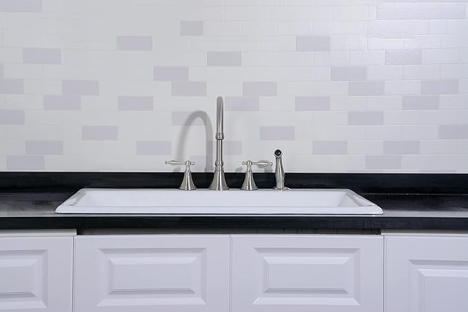 Gourmetier GCKTS362211 Towne 36-Inch Cast Iron Drop-In Kitchen Sink, 4-Hole, White