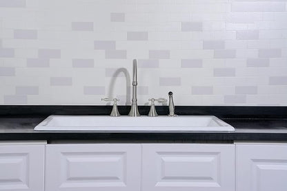 Gourmetier GCKTS362211 Towne 36-Inch Cast Iron Drop-In Kitchen Sink, 4-Hole, White
