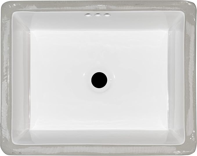 MSI 19.75” (L) x 15.75” (W) x 7.125” (H) Flat Rectangle Porcelain Ceramic Undermount Bathroom Vanity Vessel Sink, White