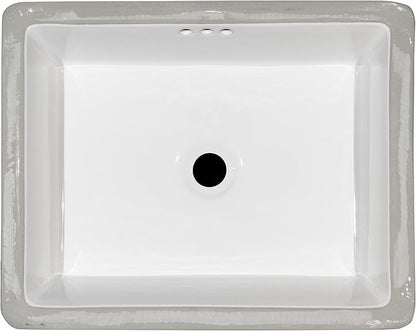 MSI 19.75” (L) x 15.75” (W) x 7.125” (H) Flat Rectangle Porcelain Ceramic Undermount Bathroom Vanity Vessel Sink, White