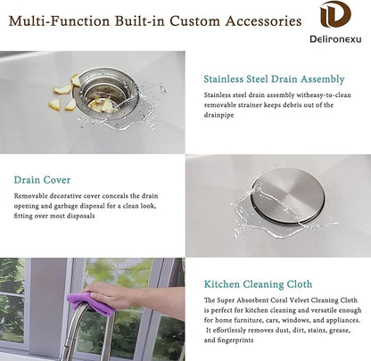 15 Inch Bar Sink Drop In - Delironexu 18 Gauge Stainless Steel Small Kitchen Sink, 15"x15" Single Bowl Square Wet Bar with Brushed Finish for Outdoor, RV, and Prep Use