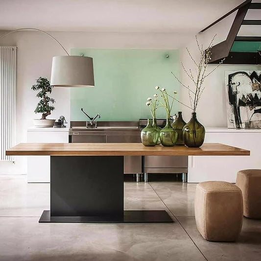 Modern Solid Wood Dining Table,Rectangle Kitchen Island Dining Table Minimalist Kitchen Table with Pedestal Base for for 2,4,6,8(55.1" L x 27.5" W x 29.5" H, Natural)