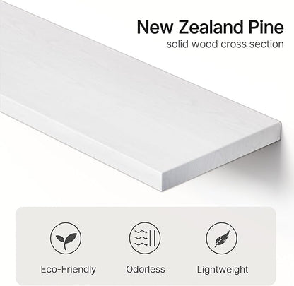 Vailando Floating Shelves for Wall, Set of 3 Solid Wood Wall Mounted Shelves, 23.6" White Display Shelf for Bedroom, Living Room, Bathroom, and Kitchen Decor - Heavy-Duty & Natural Pine