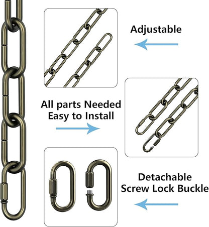 garini 6 Feet Industrial Bronze Light Fixture Chain, Adjustable Metal Pendant Chandelier Chain Extension with Detachable Link, Maximum Load is 66 Pounds, 2 Pack