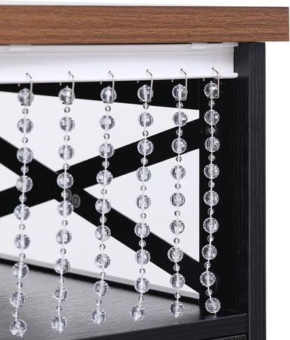 Ball & Cast 46.5" Kitchen Island with Drape of Beads&Power Outlet,Rolling Kitchen Cart on 5 Wheels W/ 3 Drawers,Kitchen Storage Cart W/Internal Iron Shelf&Towel Rack,for Kitchen,Dining Room,Black
