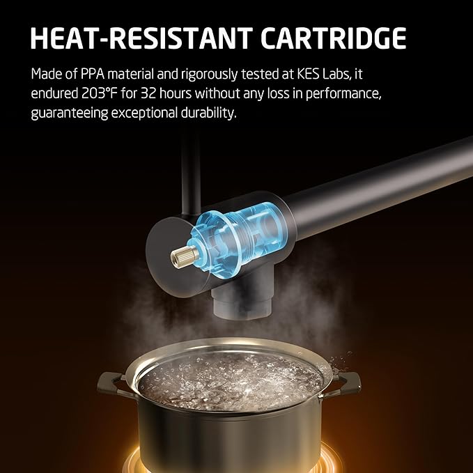 KES Pot Filler Faucet with Heat-Resistant Cartridge, 25.6" Over Stove Pot Filler, Kitchen Faucet Black with Double Joints Swing Arm Wall Mount, Stainless Steel No Lead, KN926S24LFF18-BK