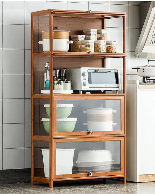 JSDMBD Kitchen Storage Cupboard, Pantry and Freestanding Cupboards, Dustproof and Easy to Clean, Kitchen Island for Spices, Pots and Pans, Storage Shelf for Kitchen, Living Room and Dinning Room