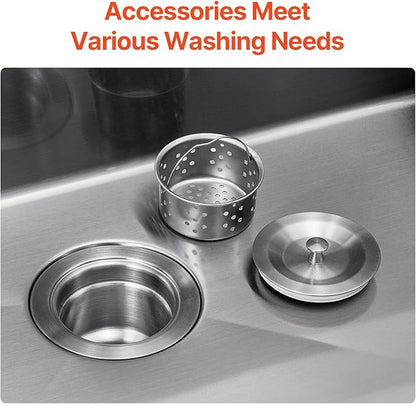 VEVOR 33 inch Kitchen Sink Workstation, 304 Stainless Steel Top Mount Sinks, Drop-In Single Bowl Farmhouse Basin with Accessories, Household Dishwasher Sinks for RV, Prep Kitchen, and Bar (Black)