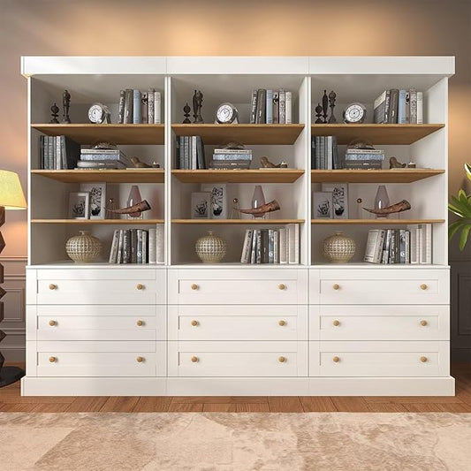 ivaniti 71" Tall Farmhouse Kitchen Pantry, Large Storage Cabinet with Adjustable Shelves and 3 Drawers, White Versatile Hutch for Dining Room and Living Room, 3 Pcs