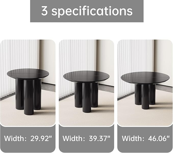 Guyii 46.06" Black Dining Table, Modern Round Kitchen Table, Indoor End Table for Kitchen, Bar, Living Room, Small Space, Easy Assembly, Table Only