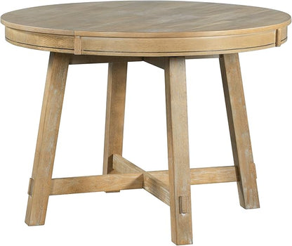 Ball & Cast Farmhouse Extendable Dining Table for 4-6, 42"-58" Extendable Kitchen-Table with a 16" Leaf, Round Ellipse Retro Wood Dining Room-Table w/Removable Leaves,Space Saving, Natural