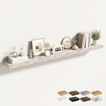 Acovy 55 Inch Floating Shelves for Wall 1 Pack, 55" Wall Shelves for Books, Storage, Decor, Wall Mounted Floating Shelf with Invisible Brackets for Kitchen, Living Room, Rustic