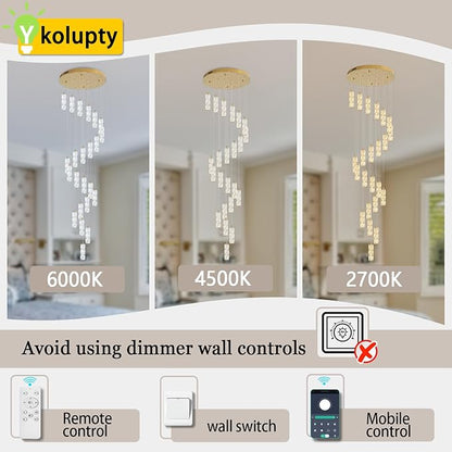 ykolupty Modern Crystal Chandelier 24-Lights Gold Chandeliers Lighting Fixture High Ceiling Chandelier Suitable for Living Room Staircase Villa