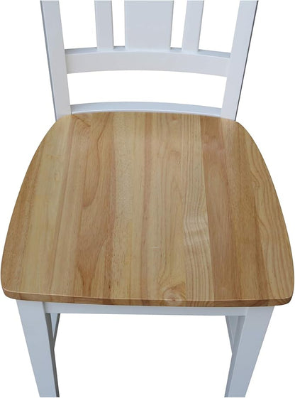 International Concepts San Remo SplatBack Dining Chairs Set of 2 White/Natural Parawood Construction - Solid Wood|17.3" W x 21.9" D x 38.2" H | 225 lb Weight Capacity - Chairs, White/Natural