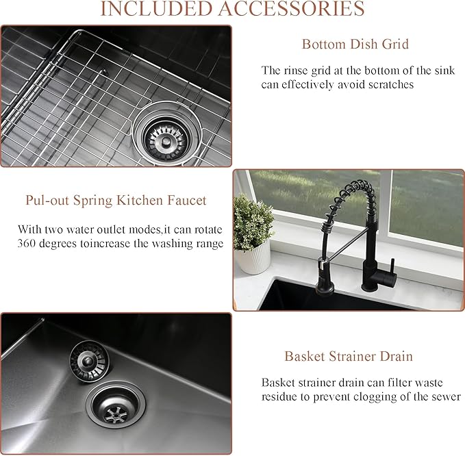25 Inch Black Drop In Laundry Sink-Bokaiya 25x22 Stainless Steel Drop In Kitchen Sink with Faucet Combo Laundry Room Utility Sinks 16 Gauge Single Bowl 13" Deep Kitchen Sink
