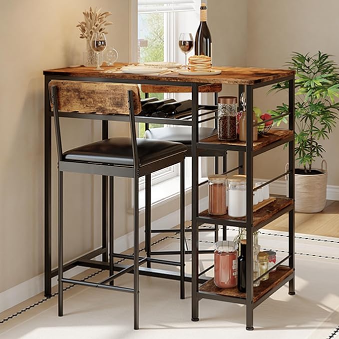 Garvee Dining Table Set for 2, Square Table and 2 Chairs Space Saving Compact Dinette Set for Small Spaces Kitchen Dining Room Apartment Breakfast Nook 29.1 x 29.1 x 30 in Retro