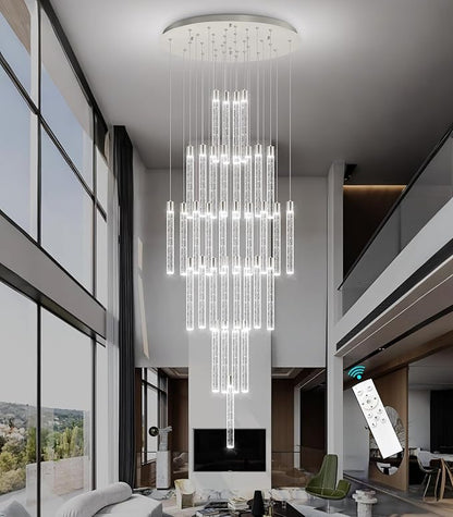 35-Light Long Large Modern Led Crystal Chandeliers Modern Spiral Chandeliers High Ceilings Chandelier for Staircase Foyer Chrome