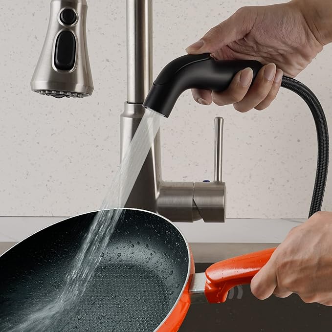 Hygie Rinse Kitchen Sink Sprayer Attachment, Kitchen Sink Side Sprayer Head Compatible with Delta, Moen, Kohler and Other OEM Brands, Pull Out Nozzle Head, Ergonomic Design, Matte Black