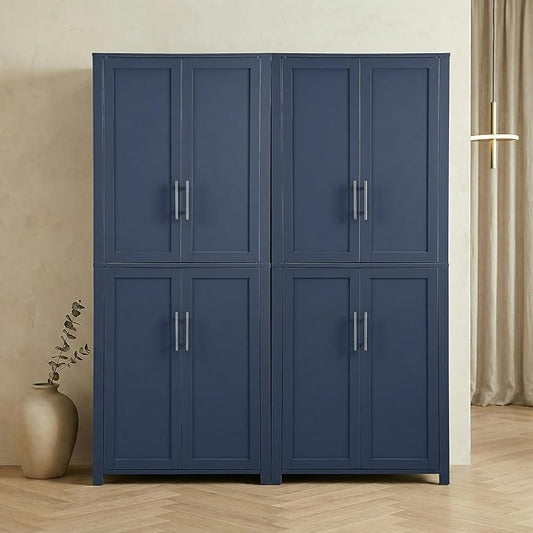 Casaphoria Kitchen Pantry Cabinet, 67" Tall Freestanding Kitchen Cabinet with 4 Adjustable Shelves, 56" W Storage Cabinet for Kitchen Pantry Organization (Navy Blue, Double)