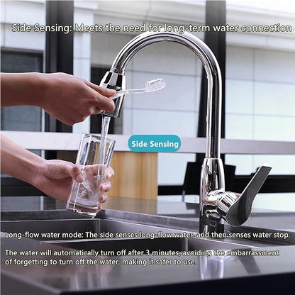 Smart Touchless Faucet Adapter, 2024 New Updated Automatic Sensor Faucet Adapter, Touchless Bathroom Faucet, Sensor Water Saving Faucet Adapter with Revolutional Bubbler, Splash Prevention (2SETS)