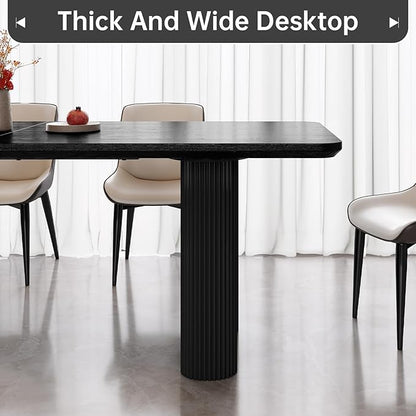 Miuuod 79" Black Dining Table for 4-8 People Large Modern Kitchen Dining Room Table Rectangular Wood Table with Wave Legs Farmhouse Dining Table for Living Room Home Office Workspace Easy Assembly