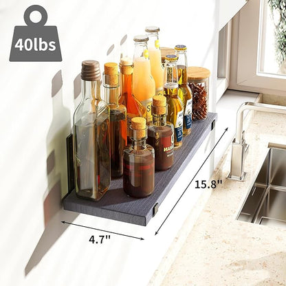 Fixwal Floating Shelves Set of 5, Width 4.7 Inches Wall Shelves, Rustic Wood Wall Storage Shelves for Bedroom, Living Room, Kitchen, Bathroom (Grey)